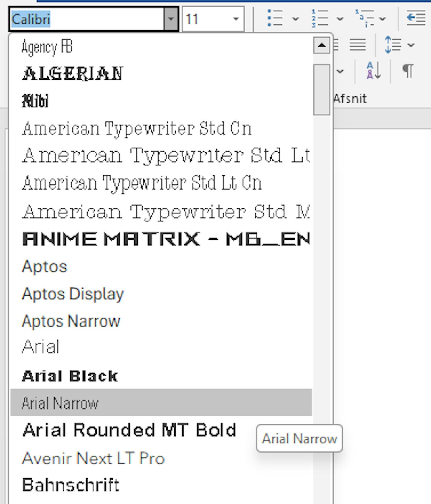Vaihda fonttia: Voit vaihtaa helposti asiakirjan fontin Wordin tai muiden toimisto-ohjelmien yläosassa olevasta pudotusvalikosta.